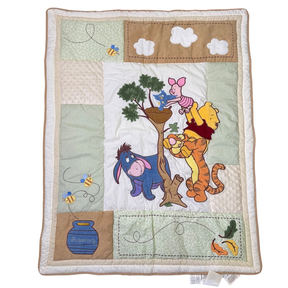 Disney Winnie the Pooh Crib Blanket  Honey Pot Scene